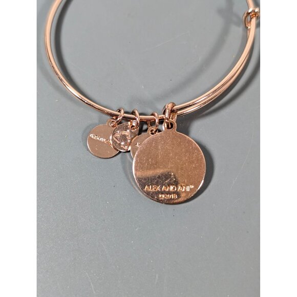 Alex and Ani Rose Gold Tone Blessed Charm Bangle Bracelet Stacking 7" - Picture 4 of 6